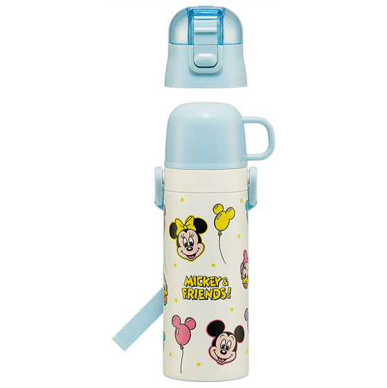 【お取り寄せ商品】超軽量2WAY ステンレスボトル 直飲み470ml コップ飲み430ml ミッキー&フレンズ風船