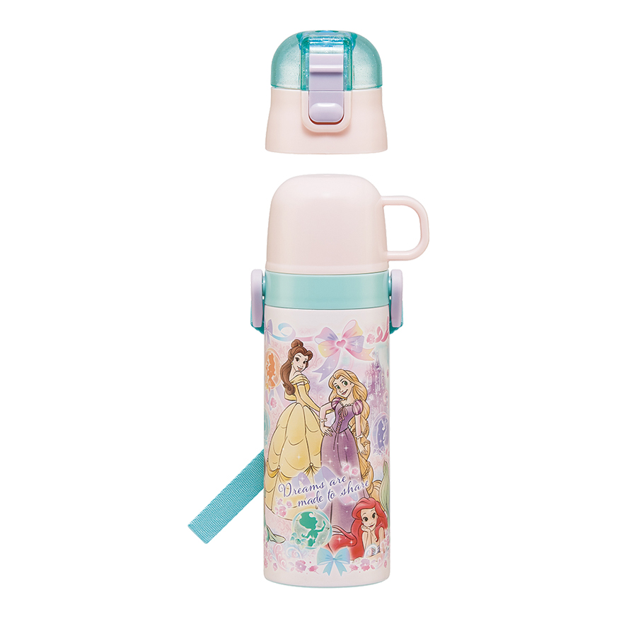 超軽量2WAY ステンレスボトル 直飲み470ml コップ飲み430ml ディズニープリンセス25