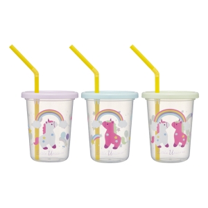 【お取り寄せ商品】ストロー付タンブラー 230ml 3個セット リトルユニコーン