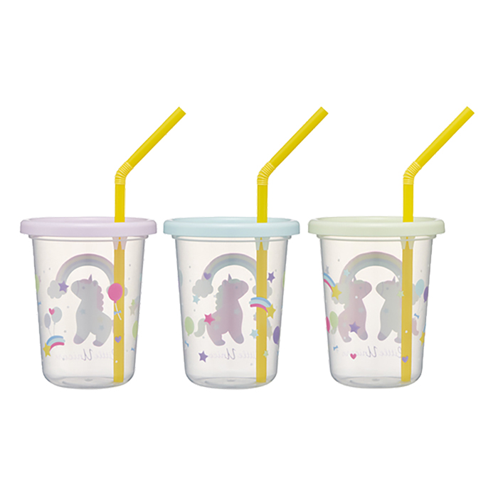 【お取り寄せ商品】ストロー付タンブラー 230ml 3個セット リトルユニコーン