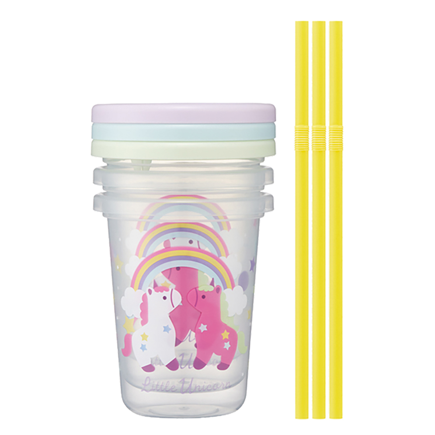 【お取り寄せ商品】ストロー付タンブラー 230ml 3個セット リトルユニコーン