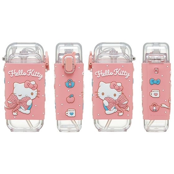 【お取り寄せ商品】スクエアストローボトルＳ 260ml キティビックリボン