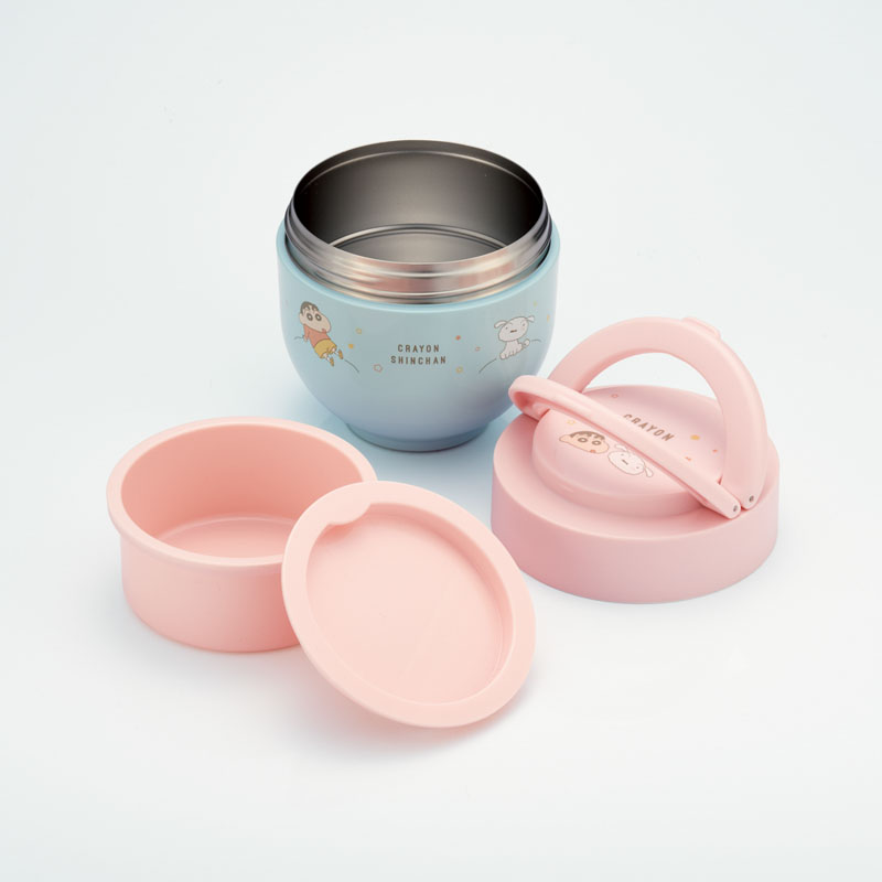 【お取り寄せ商品】折りたたみ ハンドル付き 保温 保冷 丼 ジャー 540ml クレヨンしんちゃんパステルスター