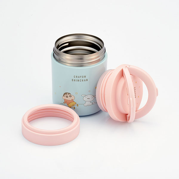 【お取り寄せ商品】折りたたみ ハンドル付き 保温 保冷 デリカポット スープジャー 300ml クレヨンしんちゃんパステルスター