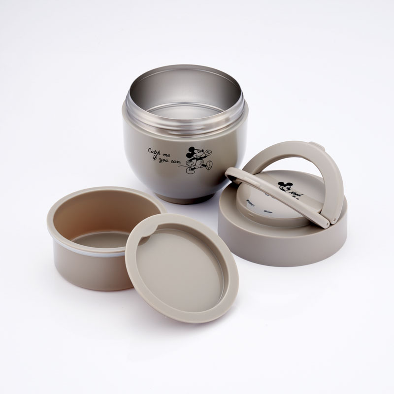 【お取り寄せ商品】折りたたみ ハンドル付き 保温 保冷 丼 ジャー 540ml ミッキーシンプルロゴ