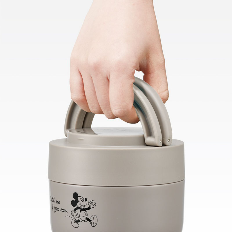 【お取り寄せ商品】折りたたみ ハンドル付き 保温 保冷 丼 ジャー 540ml ミッキーシンプルロゴ