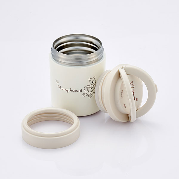【お取り寄せ商品】折りたたみ ハンドル付き 保温 保冷 デリカポット スープジャー 300ml プーさんシンプルロゴ