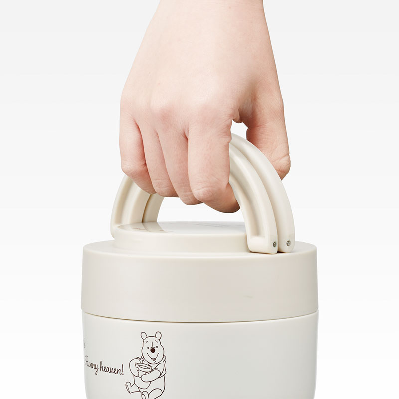 【お取り寄せ商品】折りたたみ ハンドル付き 保温 保冷 丼 ジャー 540ml プーさんシンプルロゴ