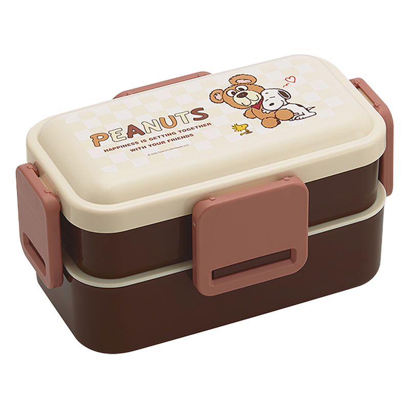おかずがつぶれにくい ふわっとフタ弁当箱 2段 600ml スヌーピー&ベア