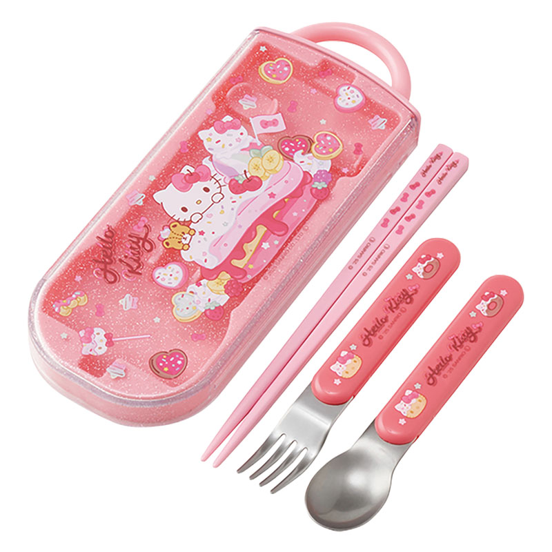 食洗機対応 スライド式トリオセット 箸16.5cm・スプーン・フォーク ハローキティファンシー