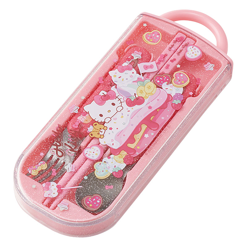 食洗機対応 スライド式トリオセット 箸16.5cm・スプーン・フォーク ハローキティファンシー