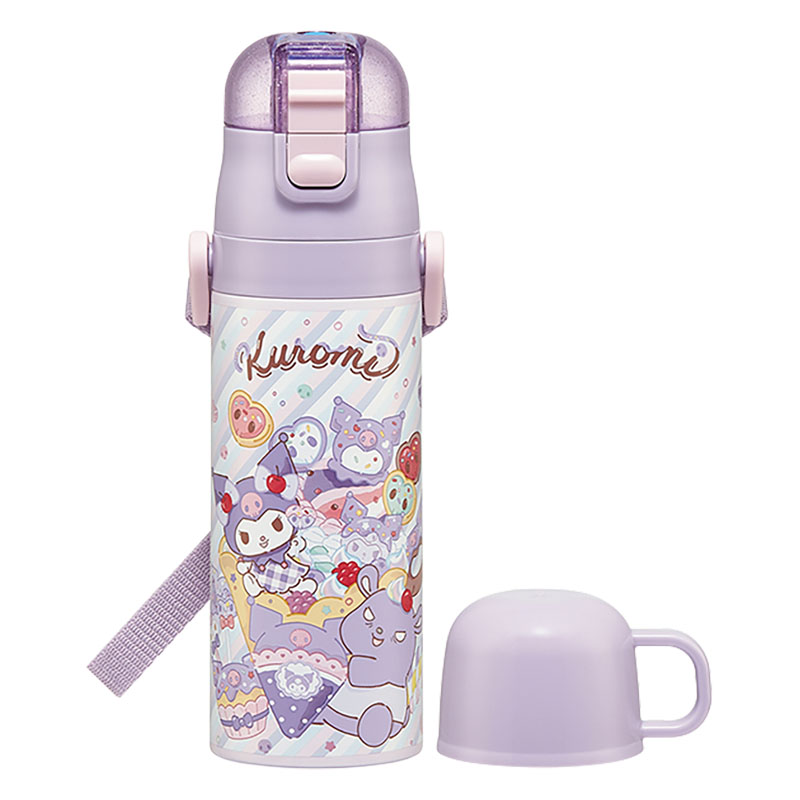 超軽量 2WAY ステンレスボトル ショルダーベルト付 クロミちゃん 保温・保冷 直飲み470ml コップ飲み430ml