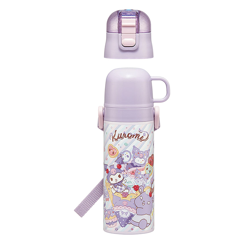 超軽量 2WAY ステンレスボトル ショルダーベルト付 クロミちゃん 保温・保冷 直飲み470ml コップ飲み430ml