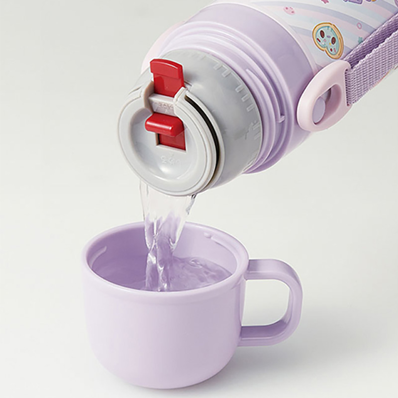 超軽量 2WAY ステンレスボトル ショルダーベルト付 クロミちゃん 保温・保冷 直飲み470ml コップ飲み430ml