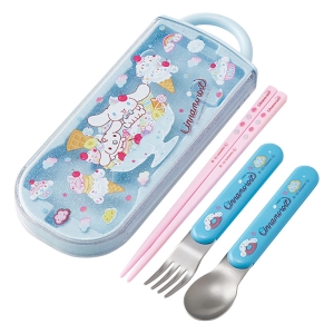 食洗機対応 スライド式トリオセット 箸16.5cm・スプーン・フォーク シナモロールファンシースナックスイーツ