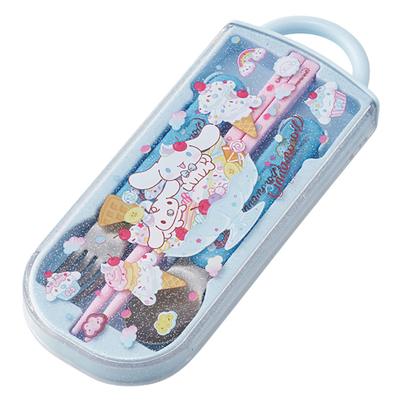 食洗機対応 スライド式トリオセット 箸16.5cm・スプーン・フォーク シナモロールファンシースナックスイーツ