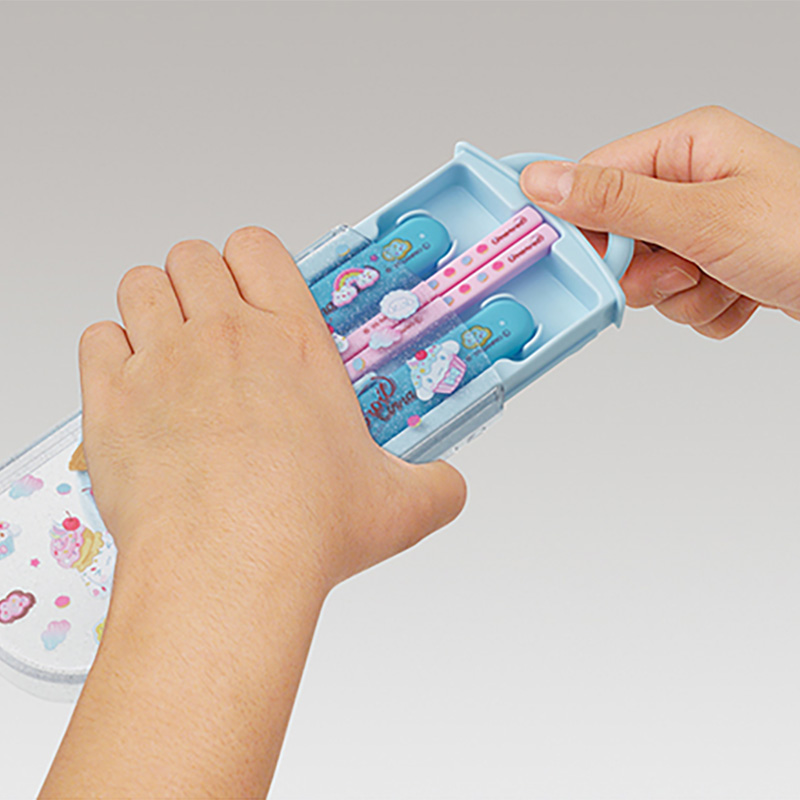 食洗機対応 スライド式トリオセット 箸16.5cm・スプーン・フォーク シナモロールファンシースナックスイーツ