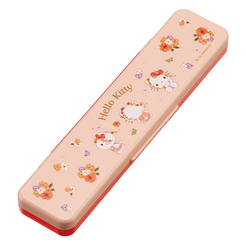 音が鳴らないコンビセット 箸18cm・スプーン ハローキティパステル水彩 花柄