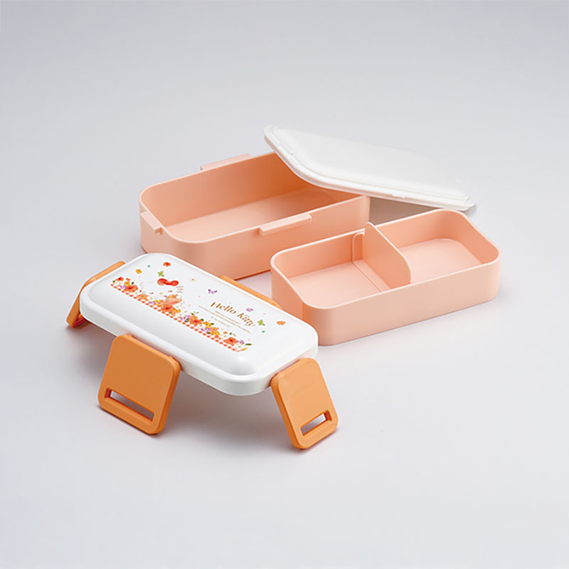 おかずがつぶれにくい ふわっとフタ弁当箱 2段 600ml ハローキティパステル水彩 花柄