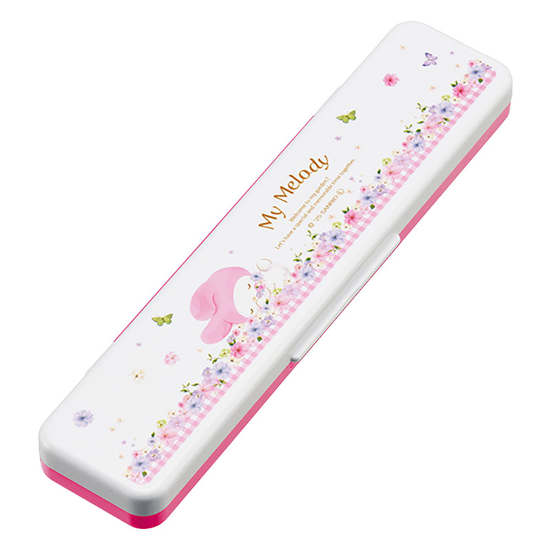 音が鳴らないコンビセット 箸18cm・スプーン マイメロディパステル水彩 花柄