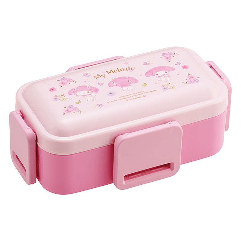おかずがつぶれにくい ふわっとフタ弁当箱 2段 600ml マイメロディパステル水彩 花柄