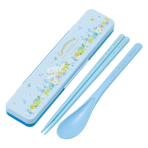 音が鳴らないコンビセット 箸18cm・スプーン シナモロールパステル水彩 花柄