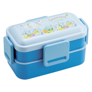 おかずがつぶれにくい ふわっとフタ弁当箱 2段 600ml シナモロールパステル水彩 花柄