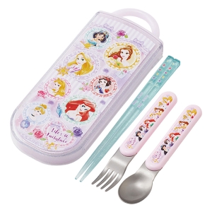 食洗機対応 スライド式トリオセット 箸16.5cm・スプーン・フォーク ディズニープリンセス