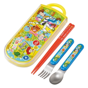 【お取り寄せ商品】食洗機対応 スライド式トリオセット 箸16.5cm・スプーン・フォーク トイ・ストーリー26