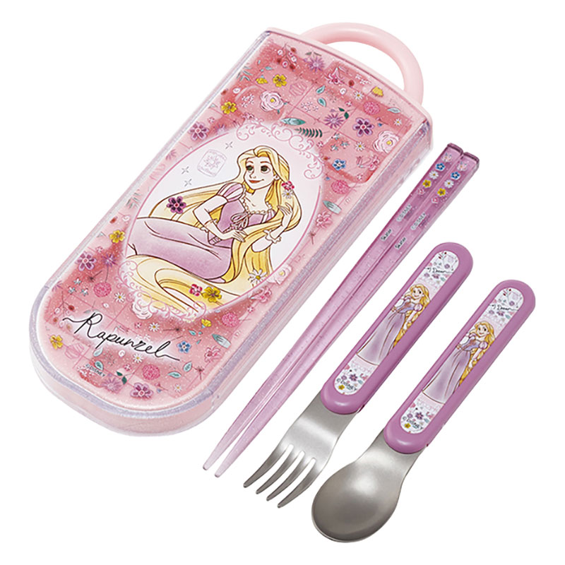 【お取り寄せ商品】食洗機対応 スライド式トリオセット 箸16.5cm・スプーン・フォーク 塔の上のラプンツェル26