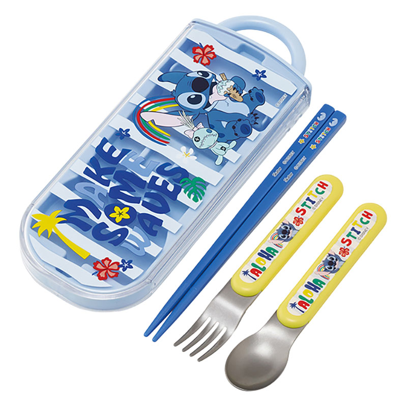 【お取り寄せ商品】食洗機対応 スライド式トリオセット 箸16.5cm・スプーン・フォーク スティッチ26