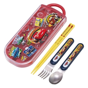 【お取り寄せ商品】食洗機対応 スライド式トリオセット 箸16.5cm・スプーン・フォーク カーズ26