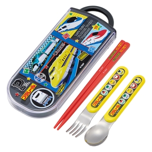 【お取り寄せ商品】食洗機対応 スライド式トリオセット 箸16.5cm・スプーン・フォーク プラレール26