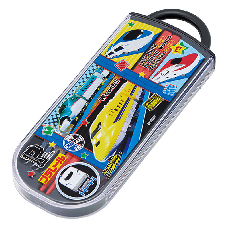 【お取り寄せ商品】食洗機対応 スライド式トリオセット 箸16.5cm・スプーン・フォーク プラレール26