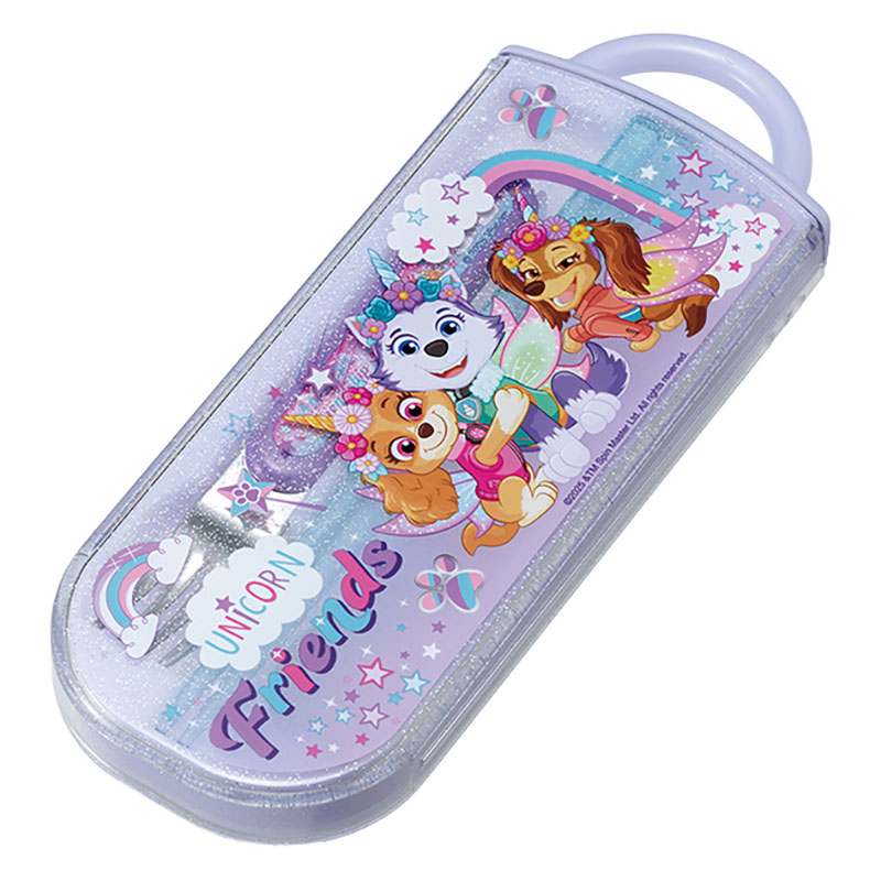 【お取り寄せ商品】食洗機対応 スライド式トリオセット 箸16.5cm・スプーン・フォーク パウパトロールユニコーン