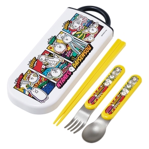 【お取り寄せ商品】食洗機対応 スライド式トリオセット 箸16.5cm・スプーン・フォーク にゃんこ大戦争26