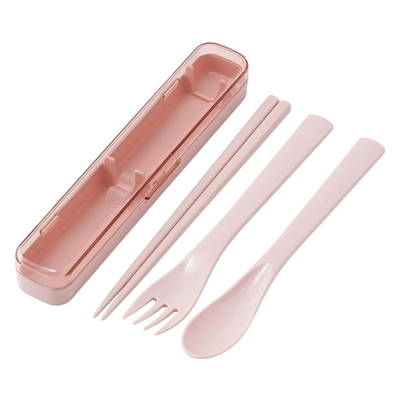 【お取り寄せ商品】音のならないトリオセット 箸18cm・スプーン・フォーク スモーキーピンク