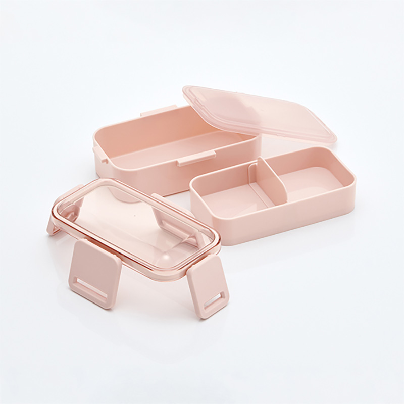 おかずがつぶれにくい ふわっとフタ弁当箱 2段 600ml スモーキーピンク