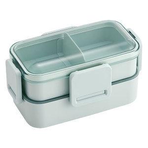 おかずがつぶれにくい ふわっとフタ弁当箱 2段 600ml スモーキーグリーン