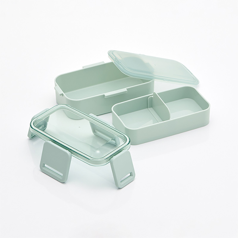 おかずがつぶれにくい ふわっとフタ弁当箱 2段 600ml スモーキーグリーン