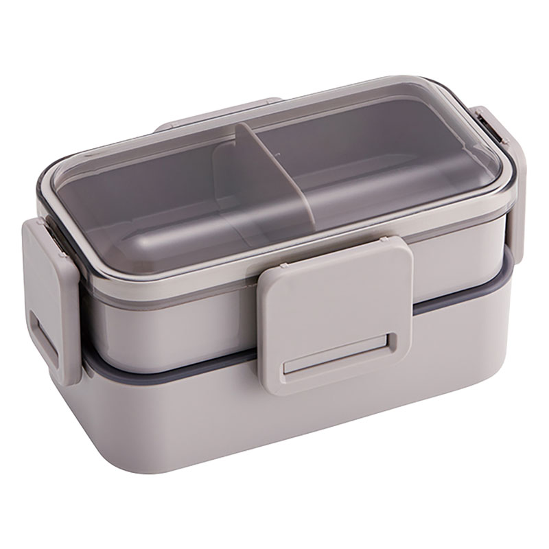 おかずがつぶれにくい ふわっとフタ弁当箱 2段 600ml スモーキーグレー