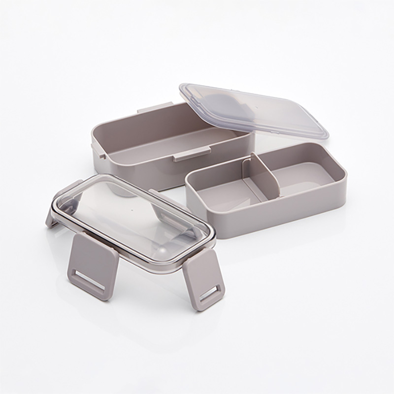 おかずがつぶれにくい ふわっとフタ弁当箱 2段 600ml スモーキーグレー