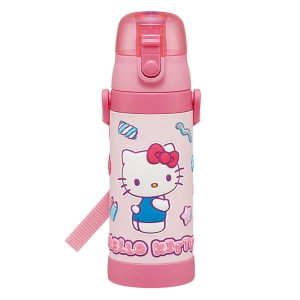 立体プリント ダイレクトボトル ショルダーベルト付 ハローキティ 保冷専用 480ml
