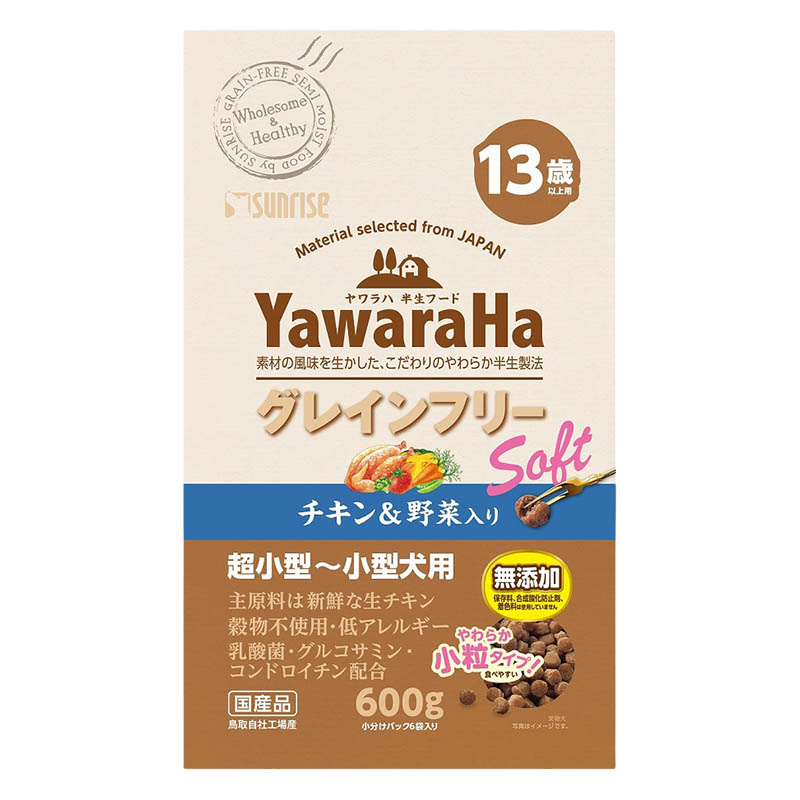ヤワラハ グレインフリー ソフト チキン&野菜入り 13歳以上用 600g