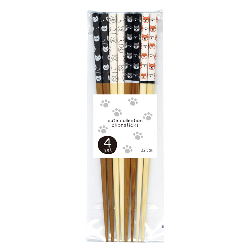 わんにゃん箸 22.5cm 4膳組