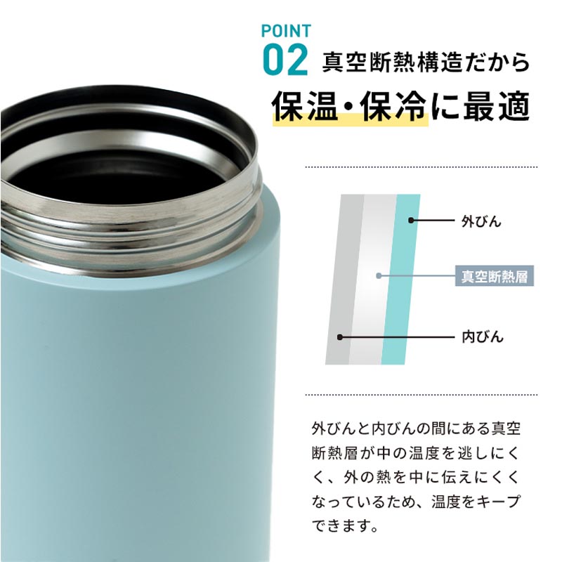 ハンドル付 ワンプッシュボトル L700ml パウダーブルー 保温・保冷