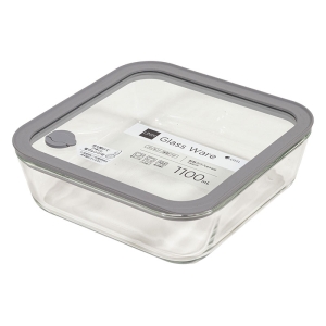密閉ガラス 保存容器 正角型 1100ml ナチュラルクリア MGS-1100