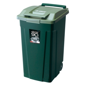 SPハンドル付 ダストボックス 90L 2輪付 グリーン