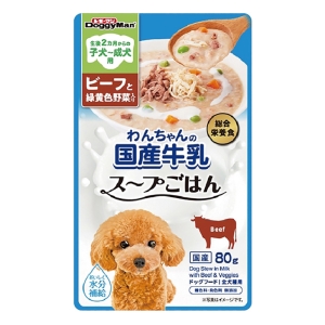 わんちゃんの国産牛乳スープごはん ビーフと緑黄色野菜入り 80g