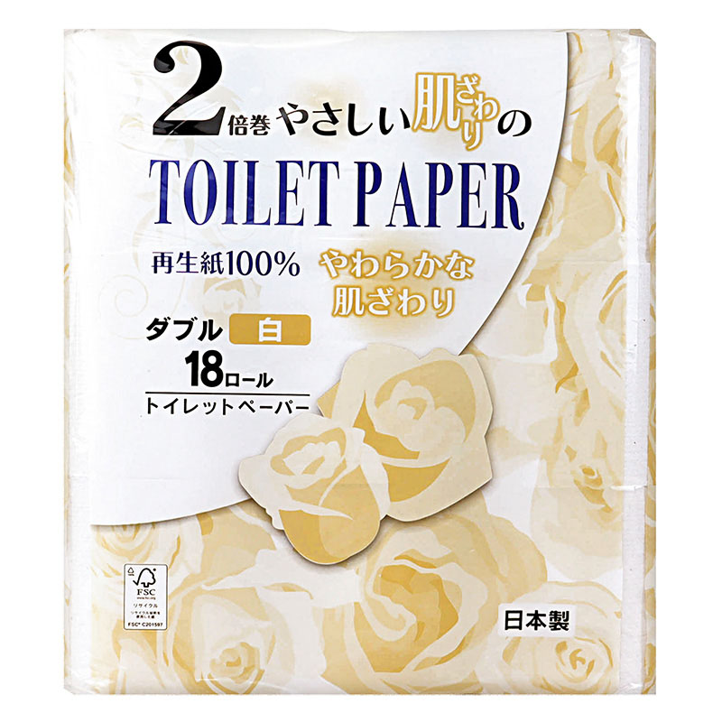やさしい肌ざわり 白 2倍巻 ダブル 18ロール